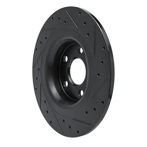 Volvo S60 Brake Rotor (1) - Rear Left - R1 Concepts - Drilled & Slotted - Black - `18-`25